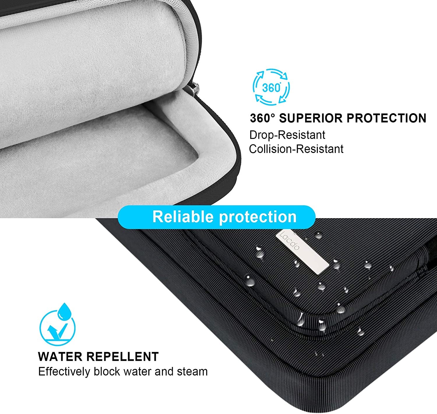 360° Protective Laptop Shoulder Bag, 15-15.6 Inch Laptop Sleeve Case for Acer HP Lenovo Dell ASUS Laptop, Acer Aspire, HP Pavilion, Dell Inspiron, Lenovo Ideapad,Asus Zenbook Computer Bag, Black